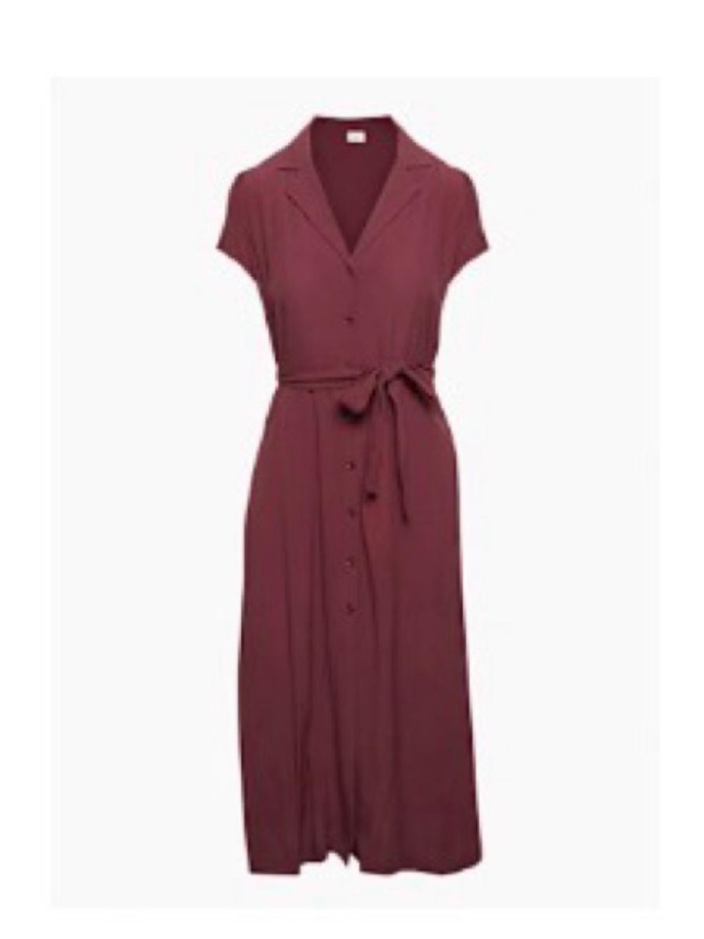 Wilfred Burgundy Button-Front Maxi Dress with Self-Tie Waist